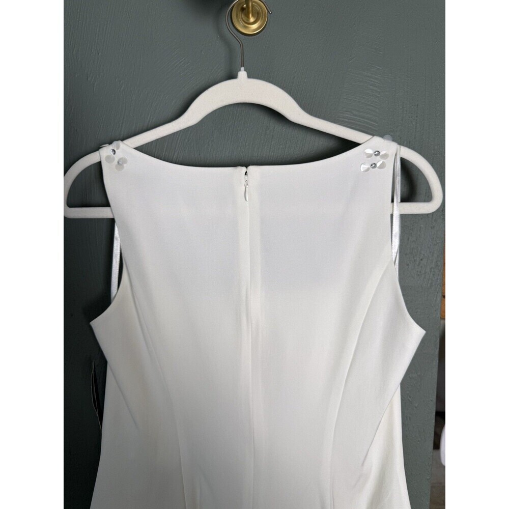 Lauren Ralph Lauren White Floral Rosette Sleeveless Autumn Fall Wedding Dress 8 - Picture 6 of 10